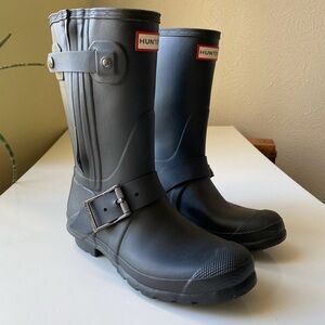 Hunter Short Boots Moto Style Buckle zipper size 8 black